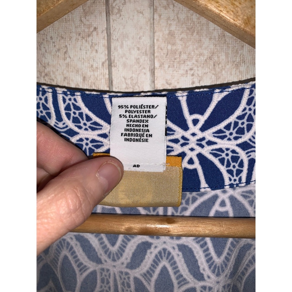 Ruby Rd Blue White Geometric Pattern Open Front 3… - image 3